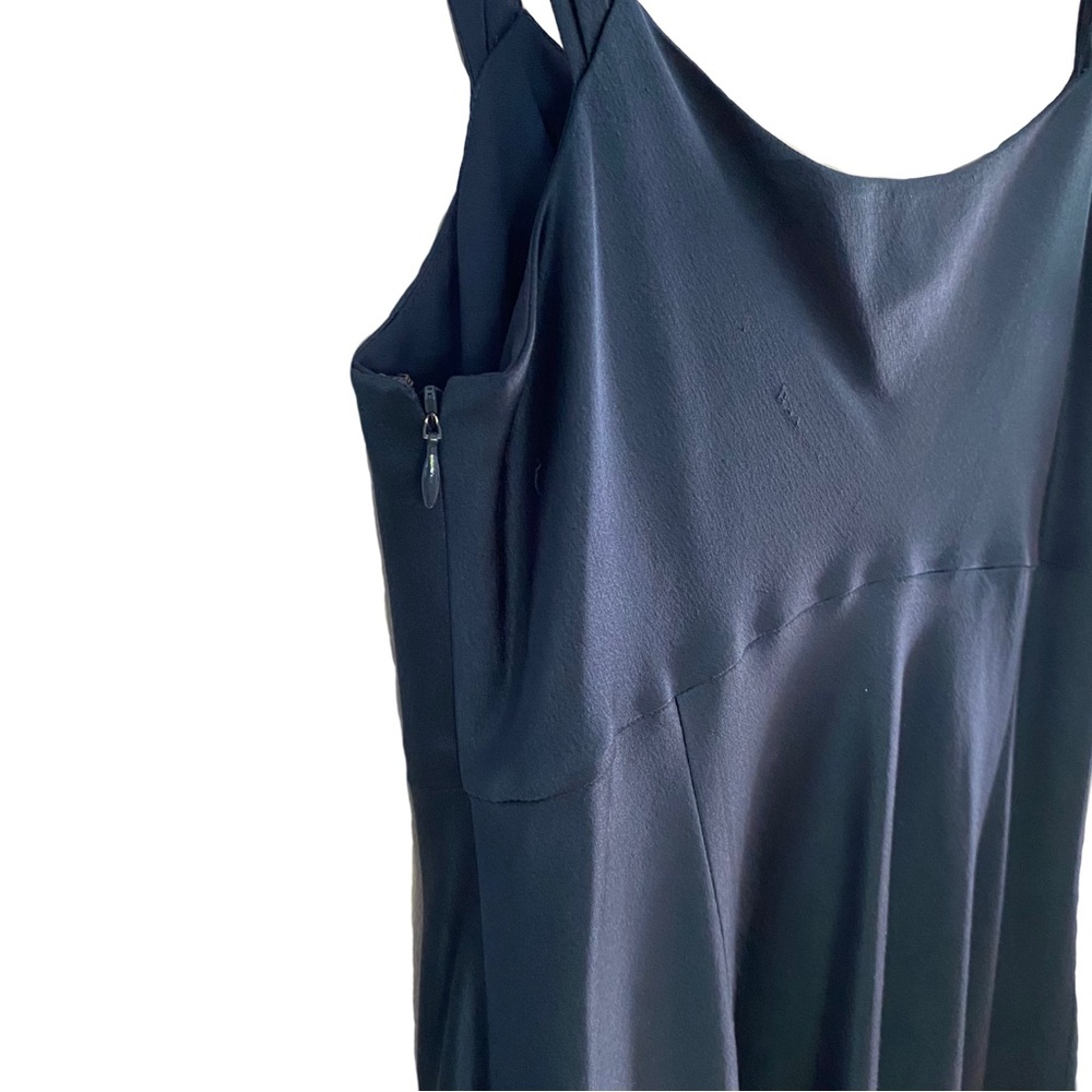 Ann Taylor Cobalt Blue Silk Flowy‎ Sleeveless Ruched Formal Midi Dress Size 8 - Picture 5 of 7